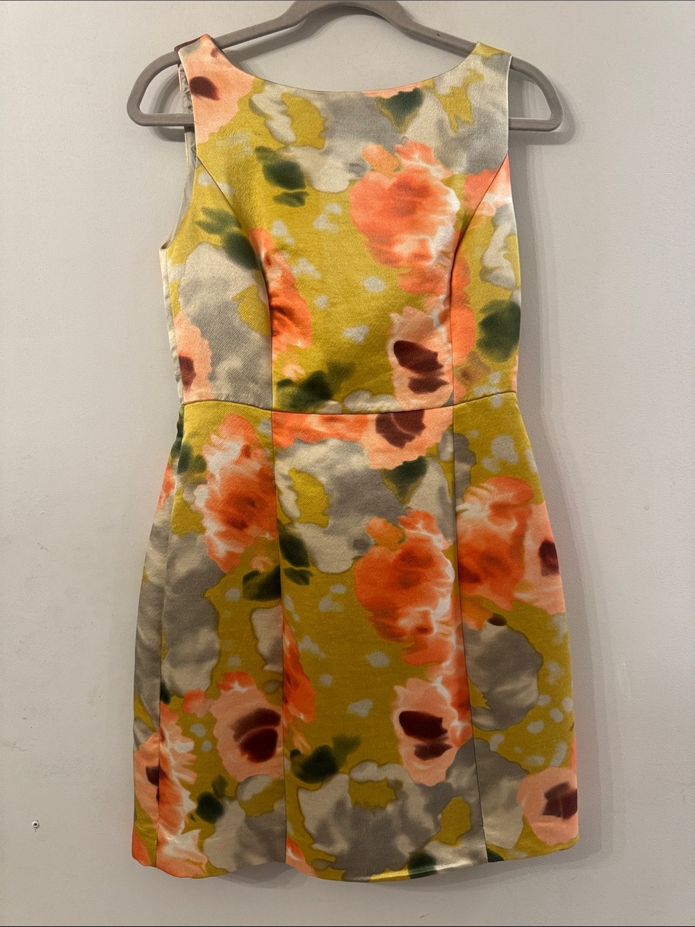 Floral Sleeveless A-Line Dress in Mustard and Coral